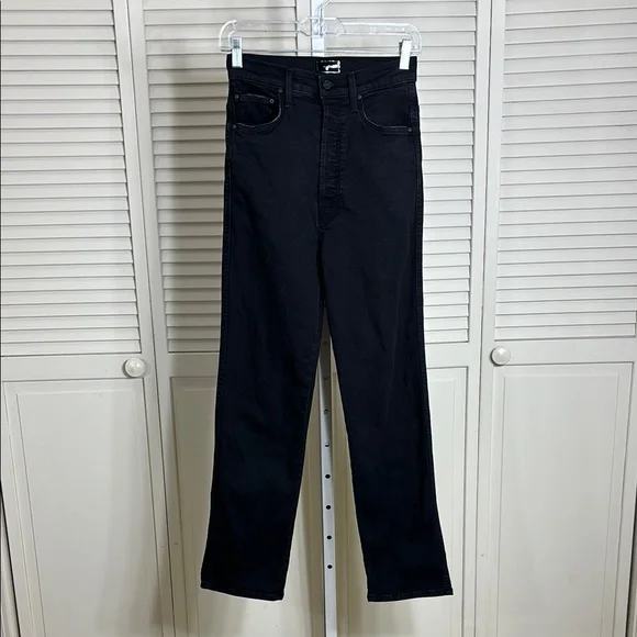 Mother Tippy Top Frisky Flood Not Guilty Black Denim Straight Jeans Size 25 - Picture 2 of 14